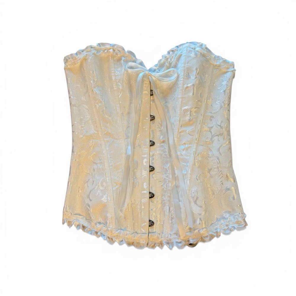 White Jacquard/Brocade Corset Top with Sweetheart Shape